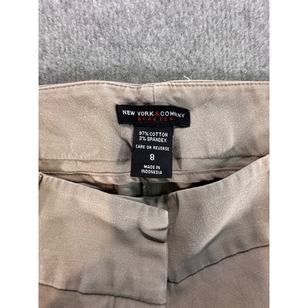 New York & Company Stretch Khaki Tan Straight Leg Trousers Womens Size 8 - Picture 7 of 12